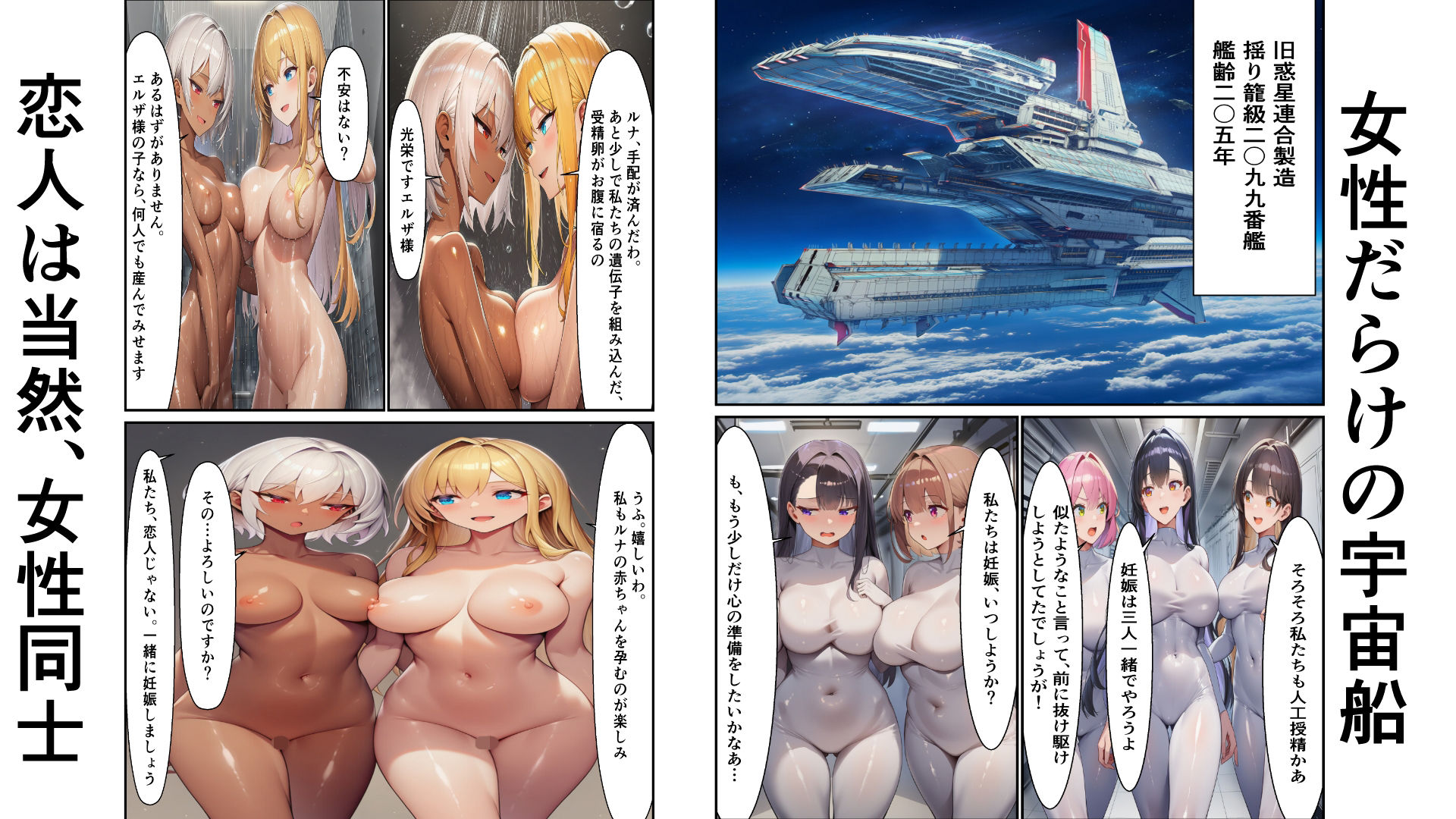 - 宇宙時代の百合カップルが男を挟みこんで妊娠するまで