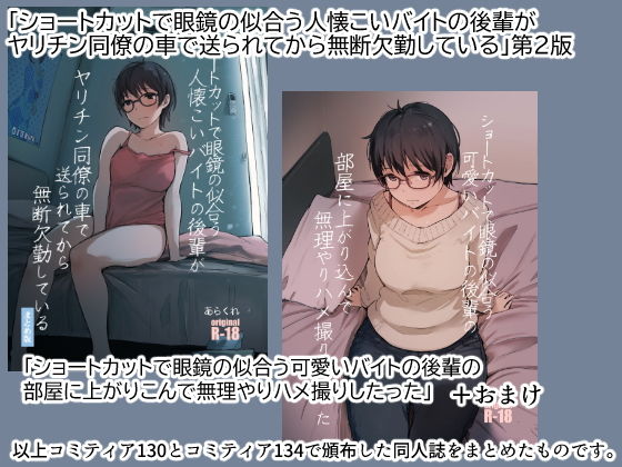  - ショートカットで眼鏡の似合う人懐こいバイトの後輩がヤリチン同僚の車で送られてから無断欠勤している