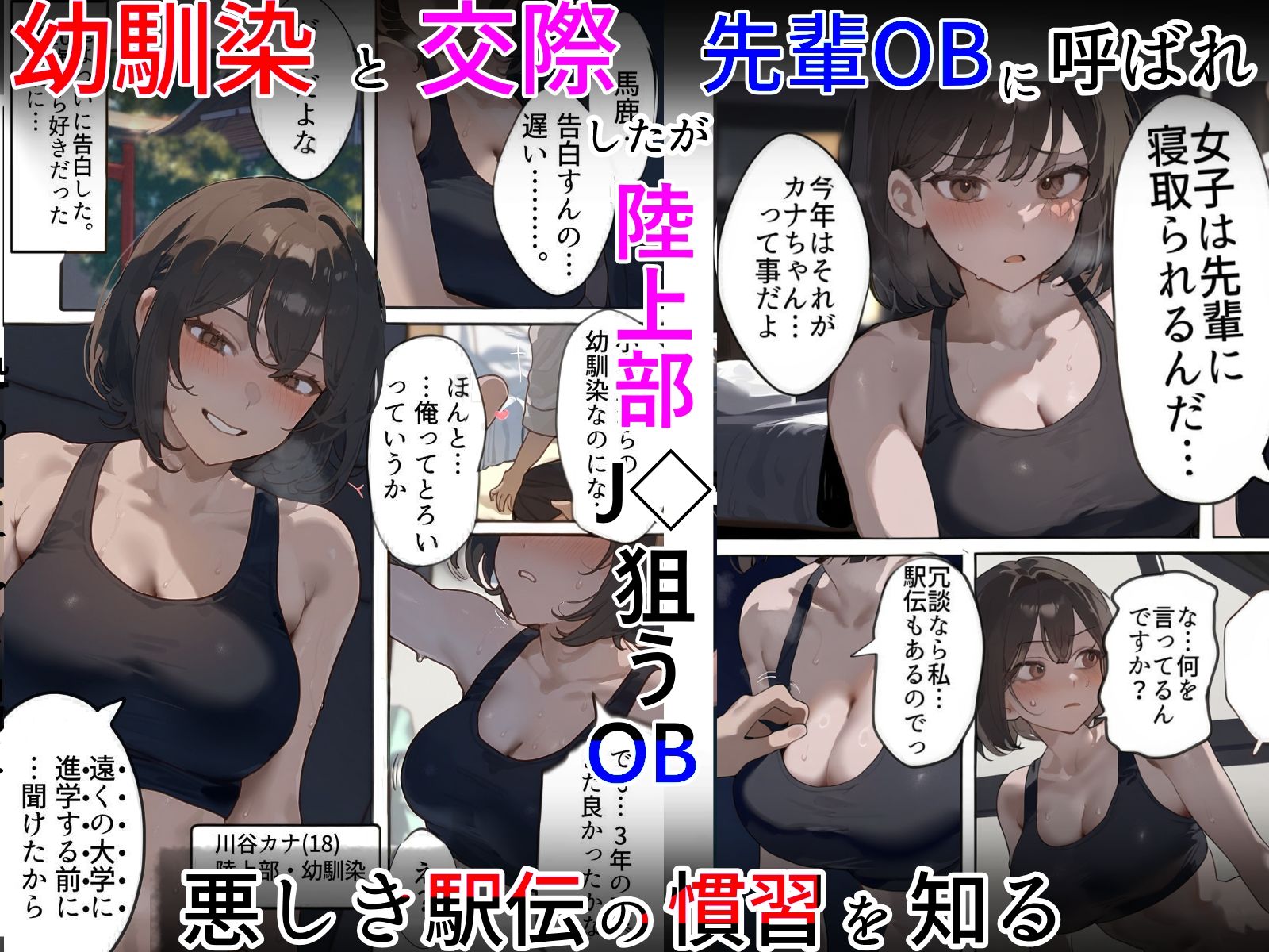  - 開催！寝取られ駅伝〜陸上女子は大会中に先輩OB達に中出し孕ませられても繋げ！精子塗れのバトンで優勝狙う！大学で遠距離になる前最後の幼馴染彼氏との初セックスは延期で色黒チャラ男OBに寝取られる話