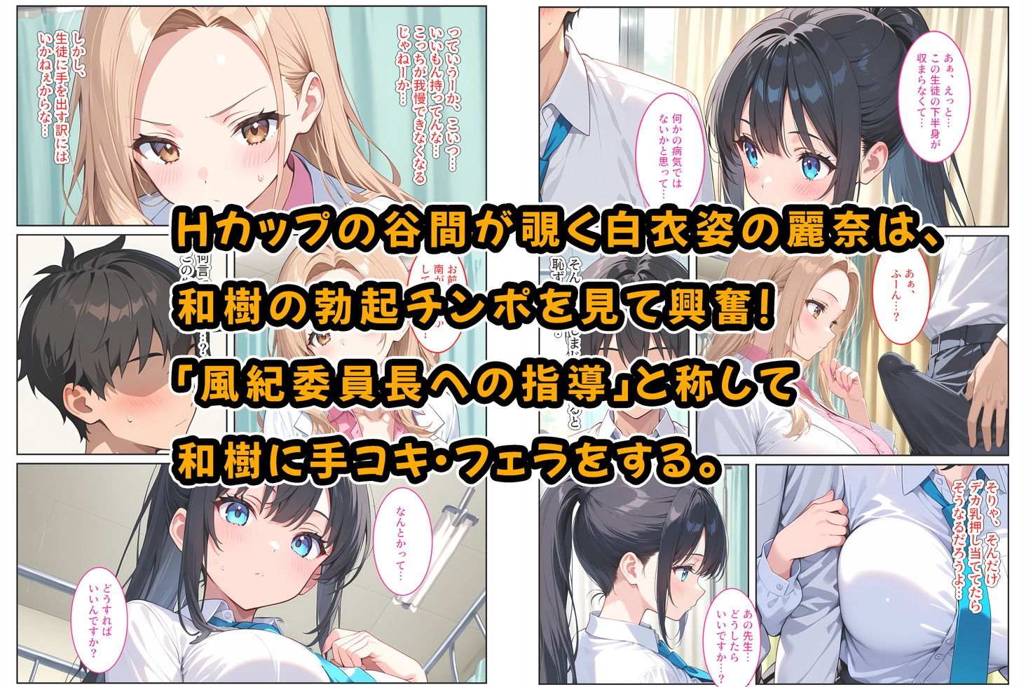  - 快楽に目覚めた無垢な爆乳風紀委員長とドMなギャル保健医に射精管理されています！