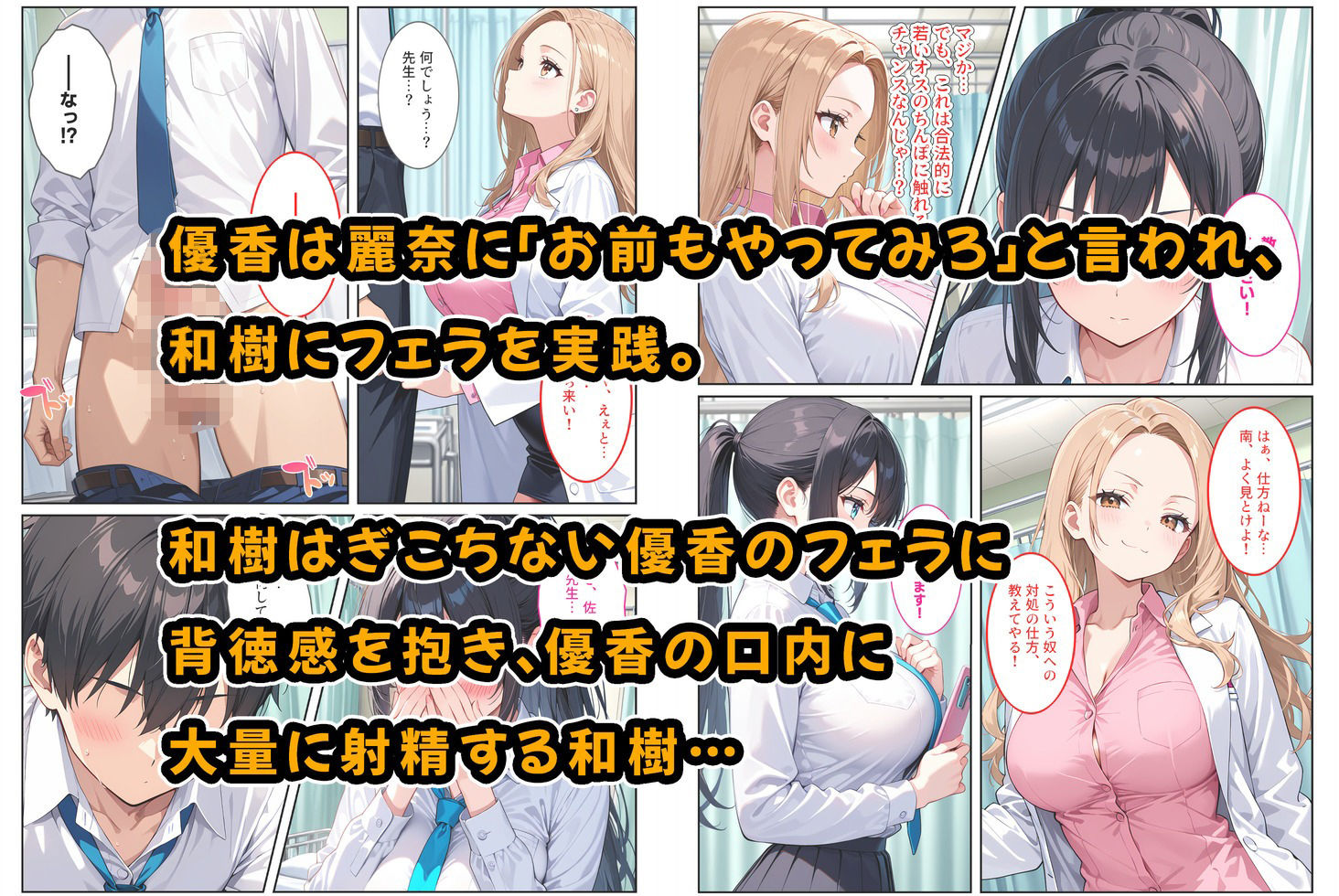  - 快楽に目覚めた無垢な爆乳風紀委員長とドMなギャル保健医に射精管理されています！